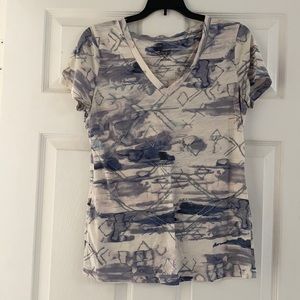 Silver, blue and purple patterned shirt